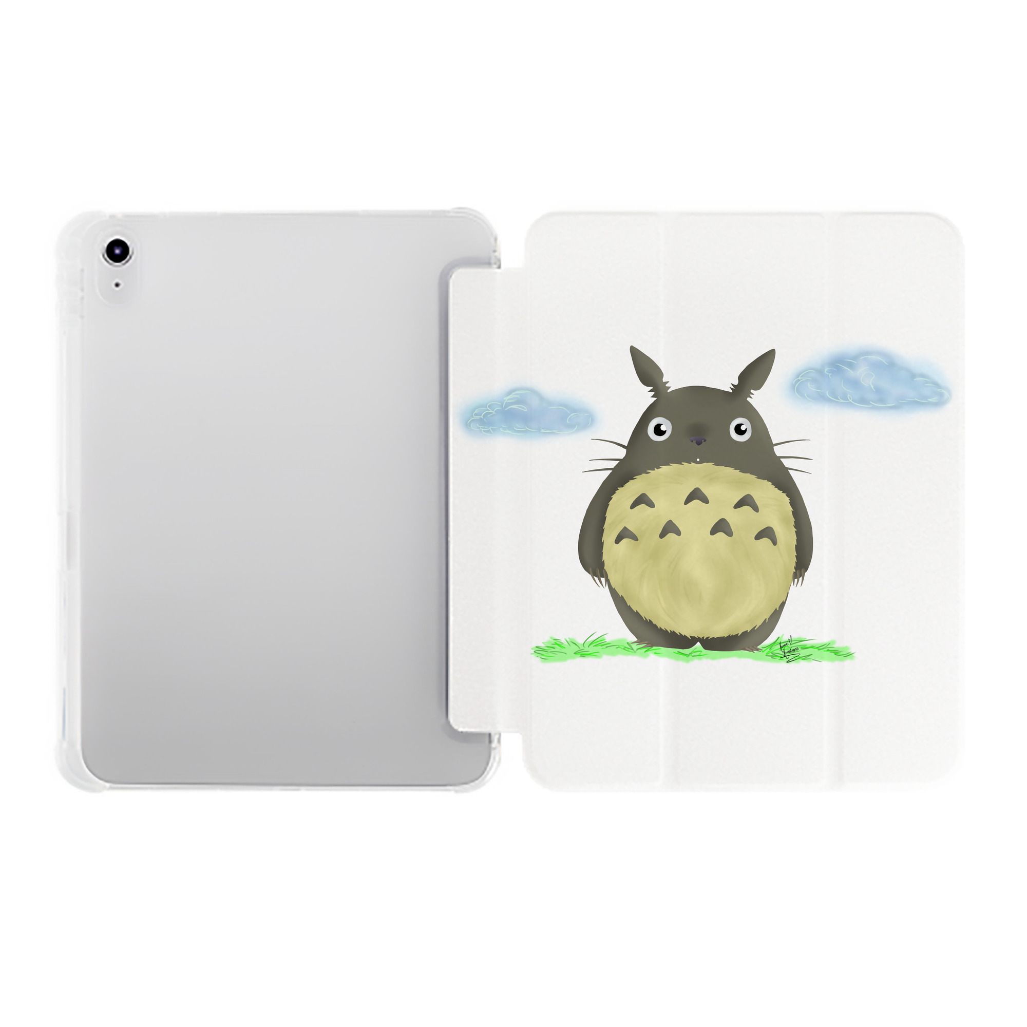 （画像用） となりのトトロ 草壁メイ 草壁サツキ My Neighbor Totoro Satsuki Kusakabe Mei Kusakabe IPad ケース ペン収納付き 三つ折りスタンド PUレザー×シリコン 対応機種9.5/10.5/10.9インチ